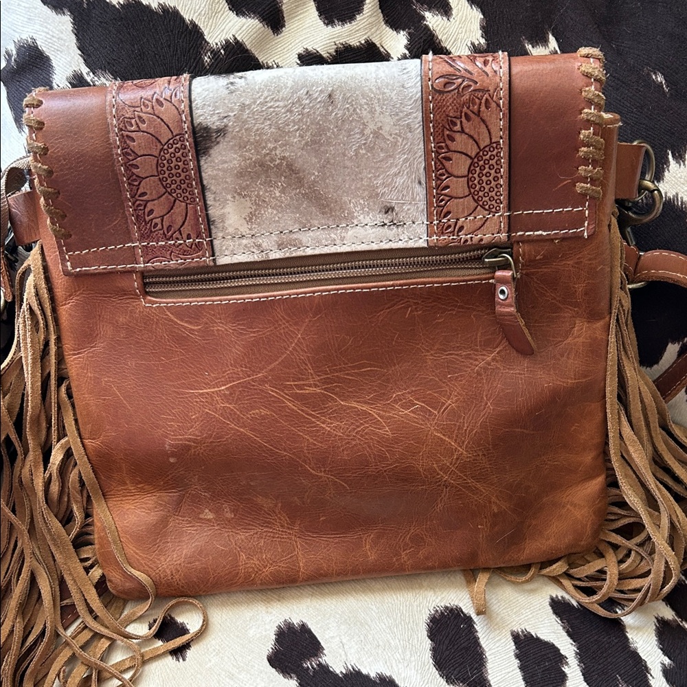 Myra Bag Brown and Black Cowhide Crossbody - Picture 2 of 8